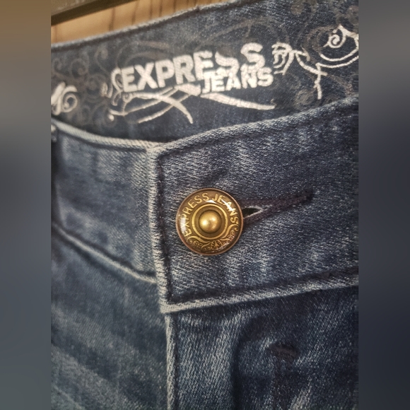 Express Jeans Stella Skinny Low Rise Stretch Embroidered Pockets Slim Size  0 R - Picture 3 of 9